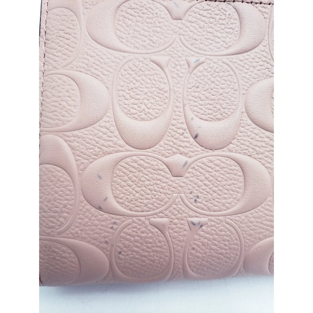 Coach Crossbody Bag Pink Signature Embossed Leather Turnlock Chain Clutch‎